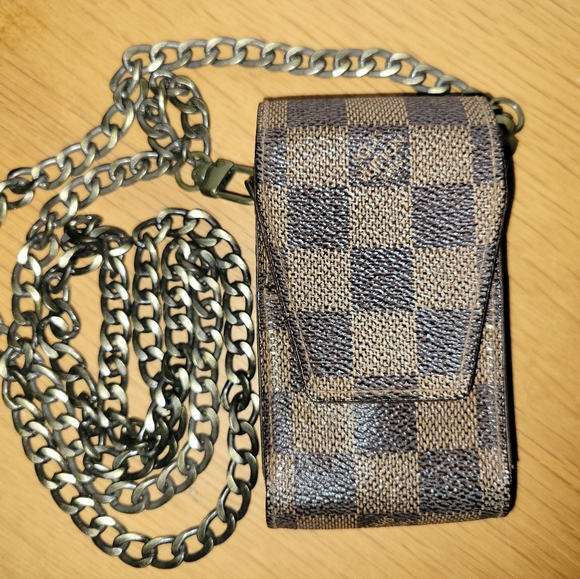 Louis Vuitton Damier Ebene Cigarette Case Pouch with Chain Strap - Picture 2 of 10